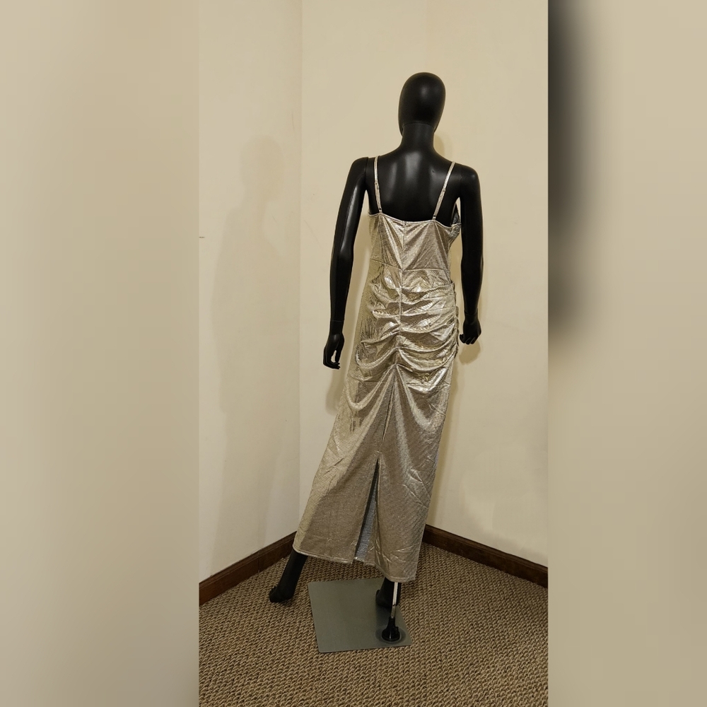 Sexy Gold Ruched Back Split Bodycon Dress - L - Picture 5 of 5